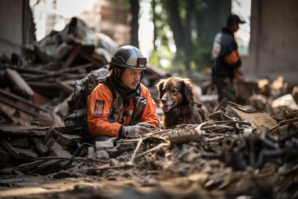 chien décombre